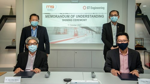 Front [L-R]: Mr Sim Wee Meng, CEO, MSI Global; Mr Chew Men Leong, President, Urban Solutions, ST Engineering Back [L-R]: Mr Liu Png Hock, SVP, Business Development & Planning, MSI Global; Mr Koh Chan Tia, EVP/Head, International Marketing & Business Development, and Mobility (Rail & Road), Urban Solutions, ST Engineering